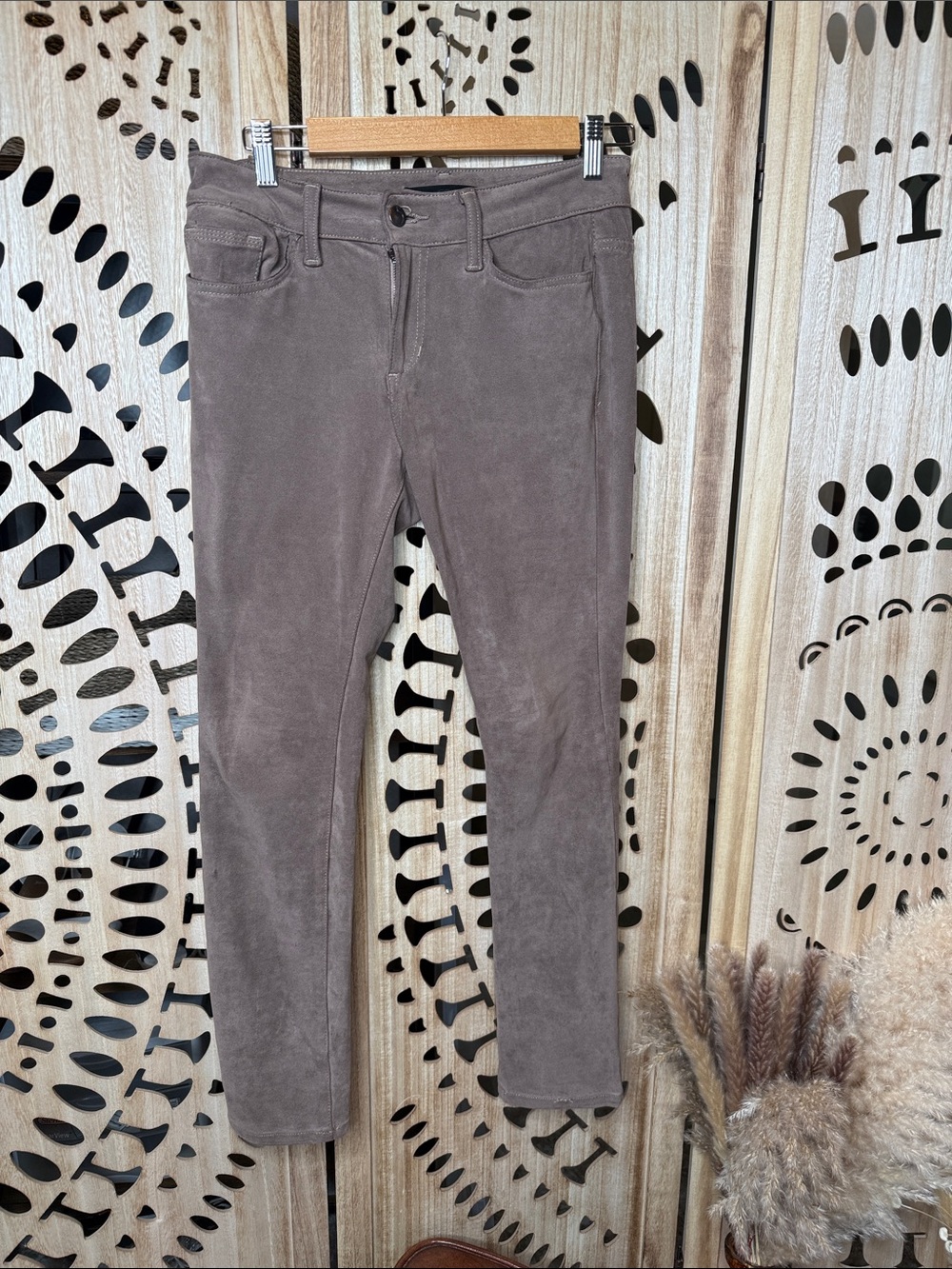 Joe's Jeans Taupe Suede-Look Slim Pants